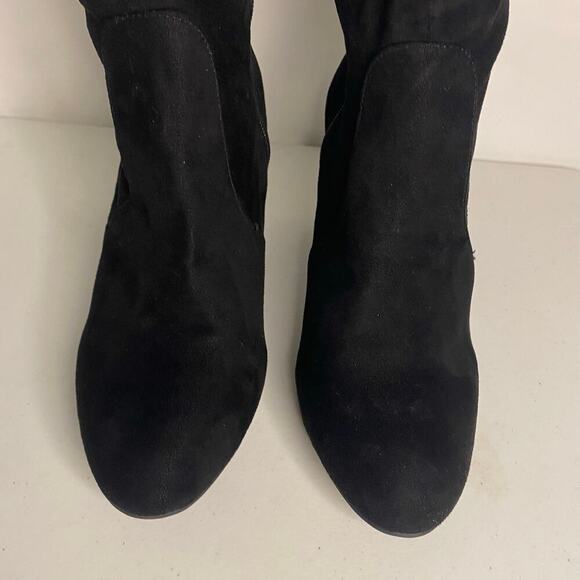 NEW BCBGeneration Black Knee High Heeled Boots Mario Faux Suede Slouchy Size 8 - Picture 3 of 14